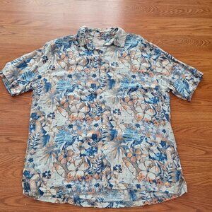 Jimmy Buffett MARGARITAVILLE Hawaiian Shirt Men's Large Floral Surf Silk Linen